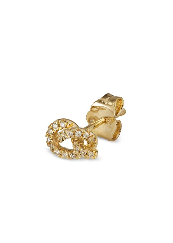 vintage emerald cocktail ring Yellow Gold Diamond Love Knot Single Stud