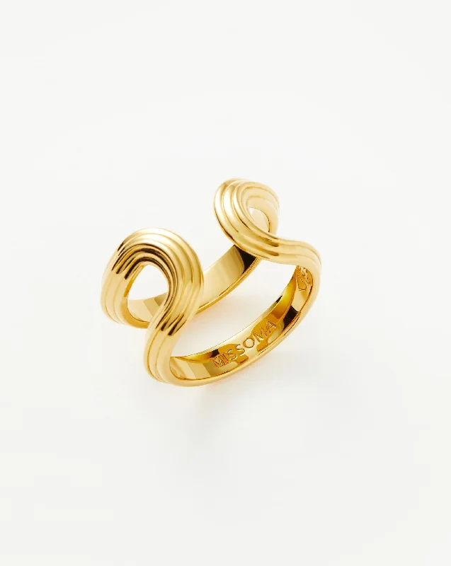 dainty cherry blossom ring Zenyu Link Ridge Open Ring | 18ct Gold Vermeil