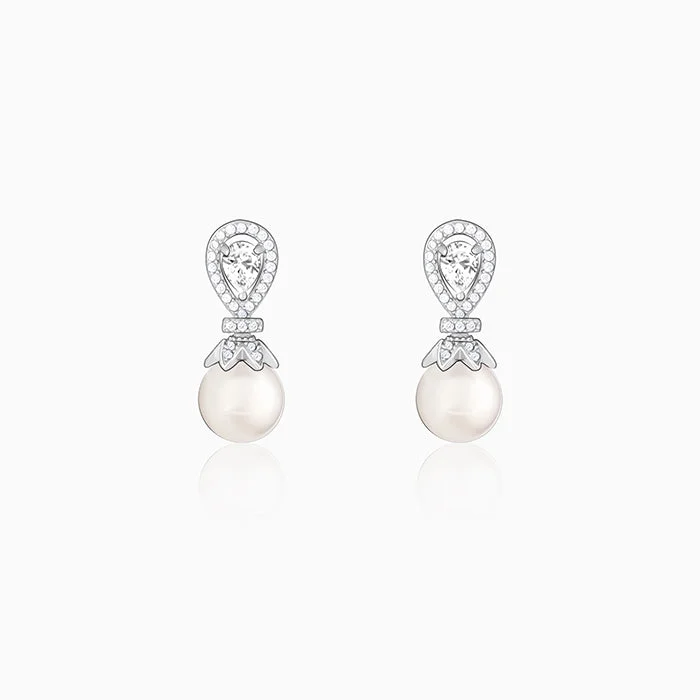 heart-shaped promise ring sterling silver Zircon Pearl Drop Earrings