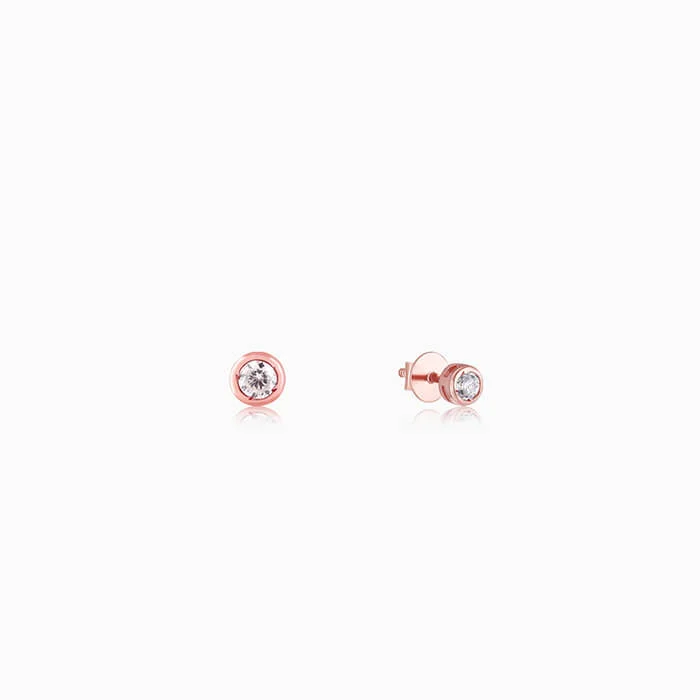 personalized couple’s bracelet engraved Rose Gold Dreamy Crush Dainty Stud Earrings