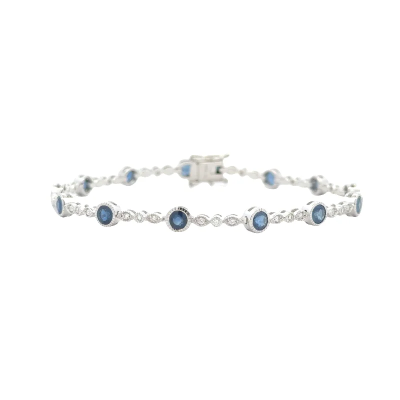 men’s hammered titanium ring 14 Karat White Gold Sapphire and Diamond Tennis Bracelet