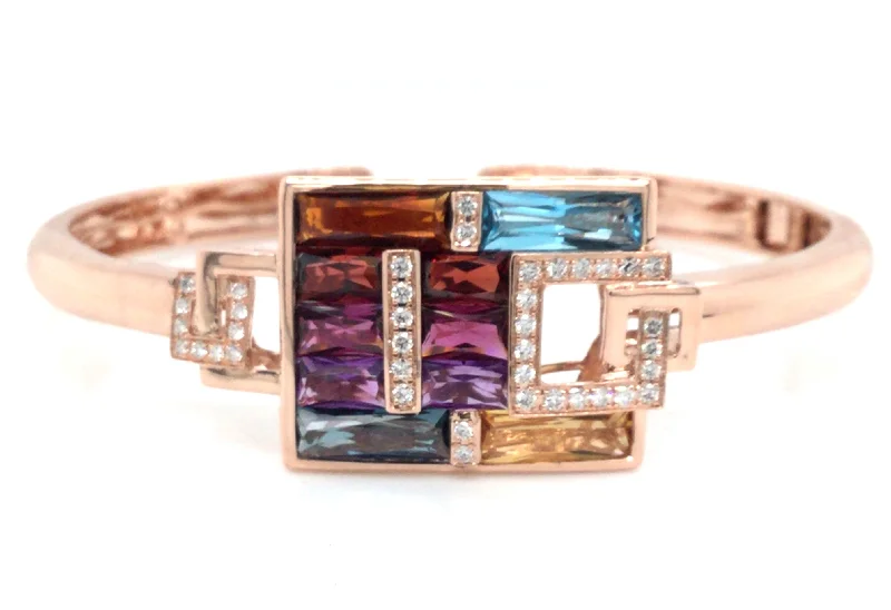 cubic zirconia eternity necklace 14K Rose Multi-Gemstone and Natural Diamond Hinged Bangle Bracelet cubic zirconia eternity necklace 14K Rose Multi-Gemstone and Natural Diamond Hinged Bangle Bracelet
