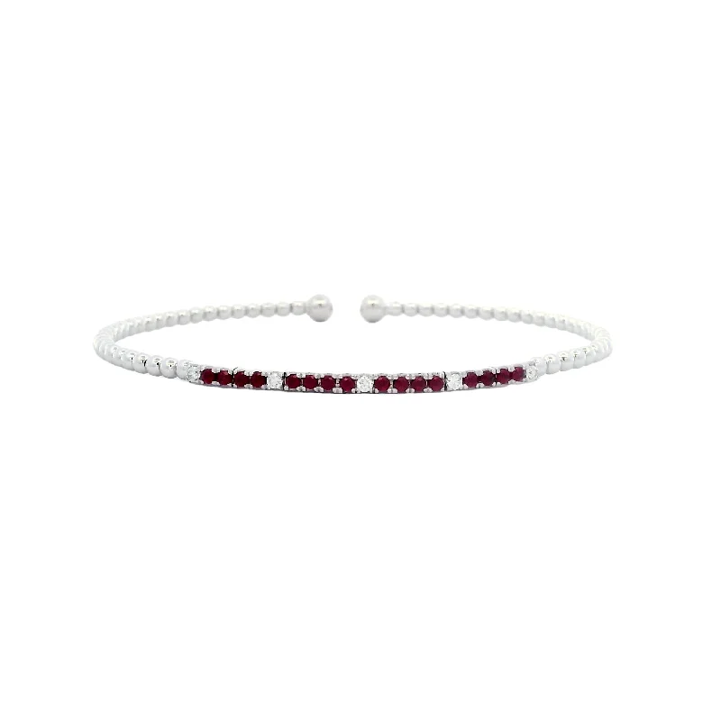 sterling silver herringbone chain 14K White Bujukan Ruby and Diamond Cuff Bracelet
