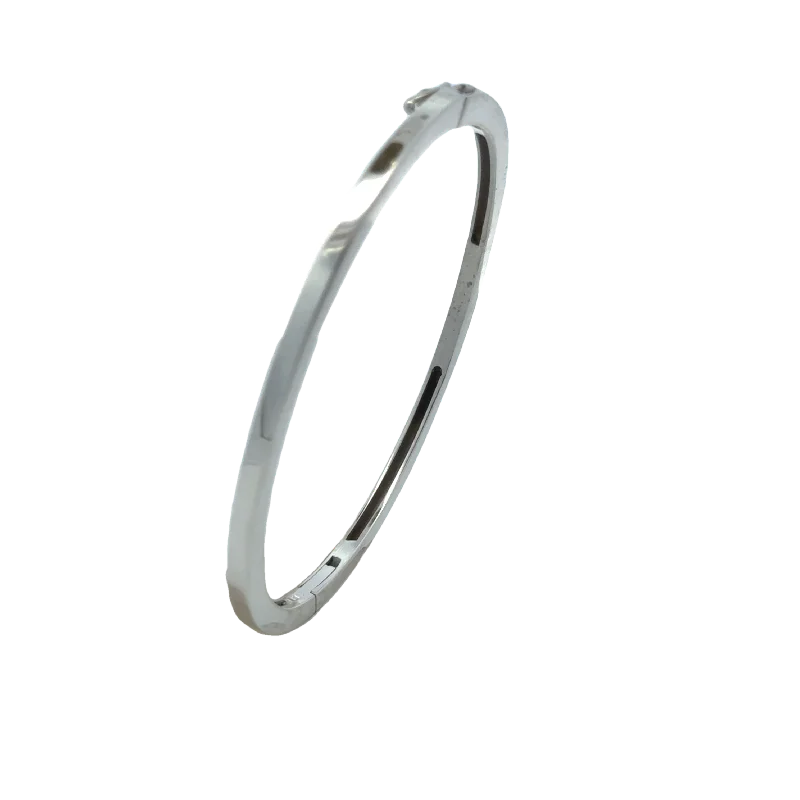 dainty silver hamsa bracelet 14K White Gold Bangle Bracelet