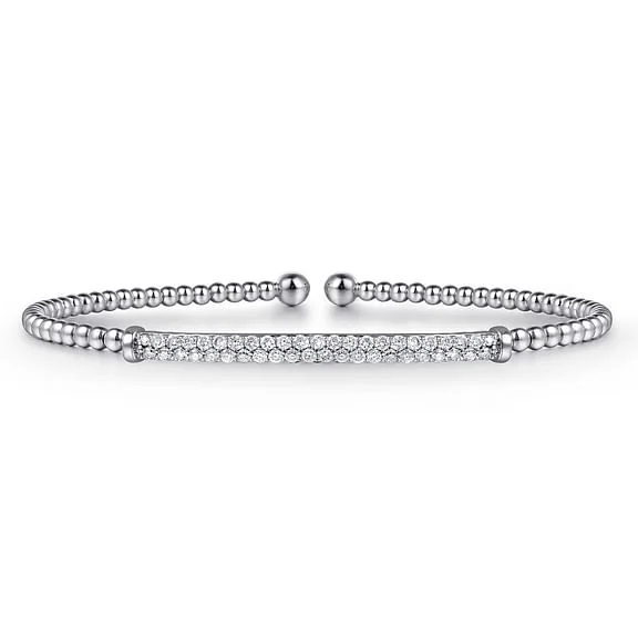 minimalist crystal quartz ring 14K White Gold Bujukan Diamond Bar Split Bangle