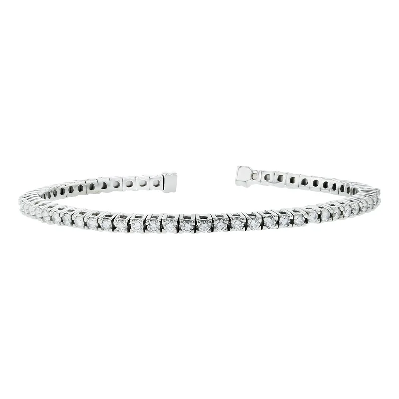 14K White Gold Diamond Flexible Bangle Bracelet