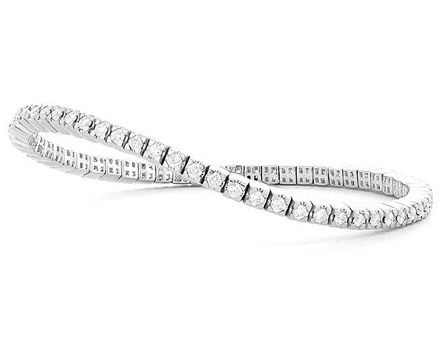 unique square diamond ring 14K White Natural Diamond Stretch Bracelet