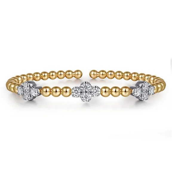 vintage diamond pendant necklace 14K White & Yellow Gold Bujukan Diamond Cluster Split Bangle Bracelet