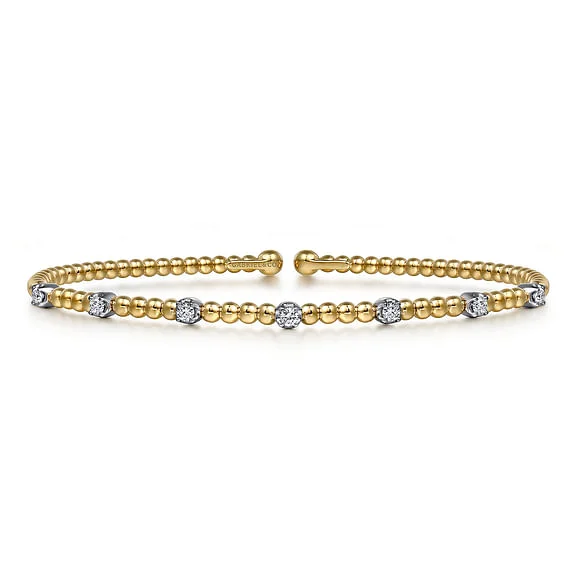 personalized couple’s keychain pendant 14K White-Yellow Gold Bujukan Diamond Stations Bangle