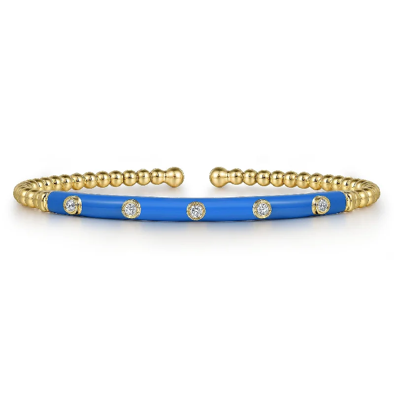 sterling silver lotus ring 14K Yellow Blue Enamel and Natural Diamond Cuff Bracelet sterling silver lotus ring 14K Yellow Blue Enamel and Natural Diamond Cuff Bracelet