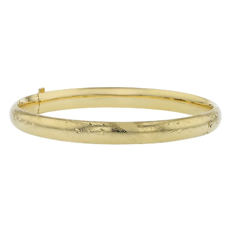 14K Yellow Gold Brushed Finish Bangle Bracelet