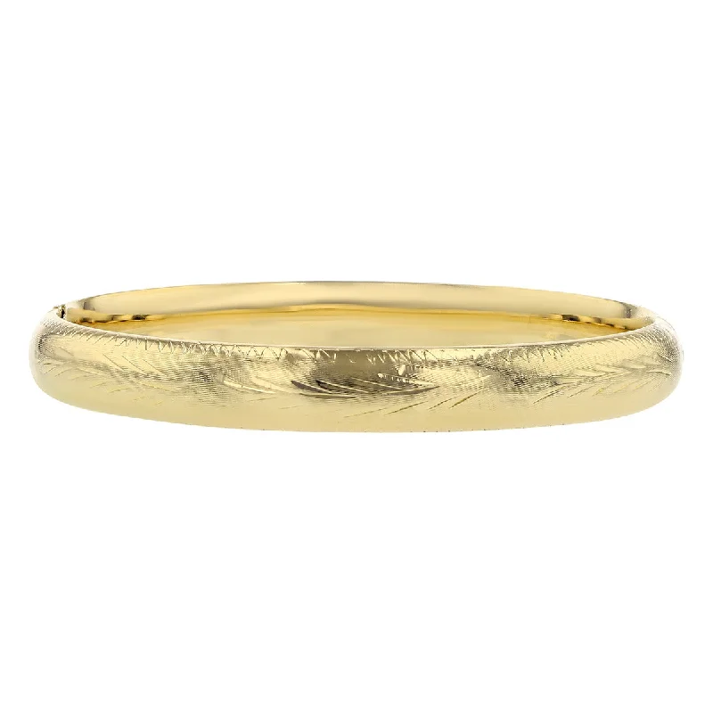 14K Yellow Gold Brushed Finish Bangle Bracelet