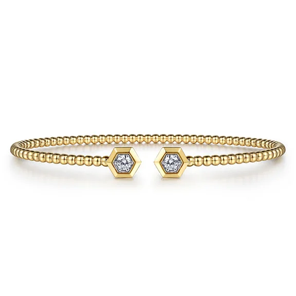 emerald cut diamond wedding ring 14K Yellow Gold Bujukan Beads and Diamond Split Bangle Bracelet