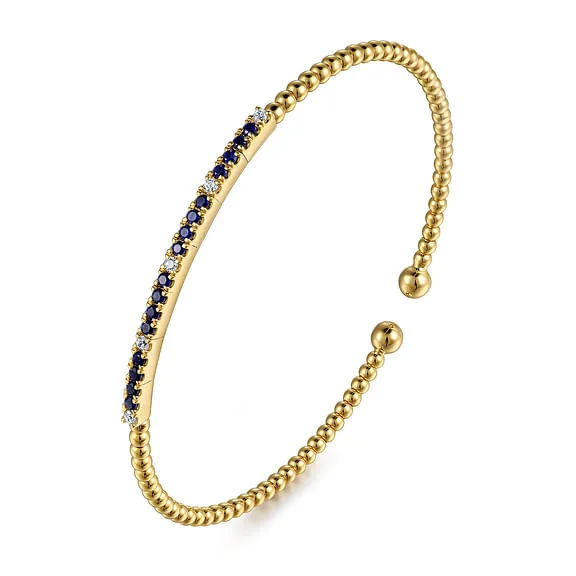 real opal engagement ring 14K Yellow Gold Bujukan Diamond and Blue Sapphire Split Bangle