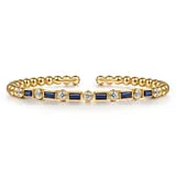 simple gold stacking rings 14K Yellow Gold Bujukan Diamond and Rectangle Sapphire Split Bangle Bracelet