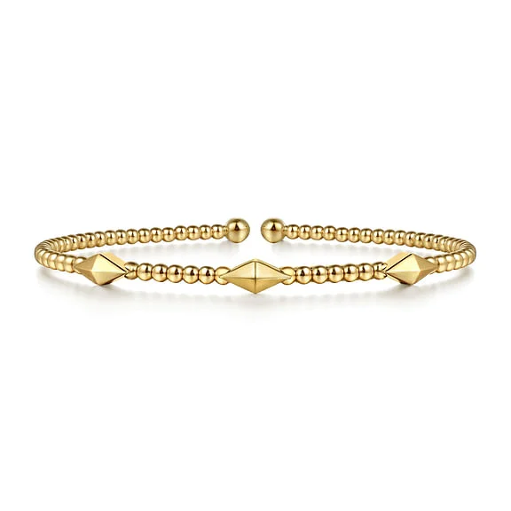 personalized couples ring engraved 14K Yellow Gold Bujukan Pyramid Stations Bangle