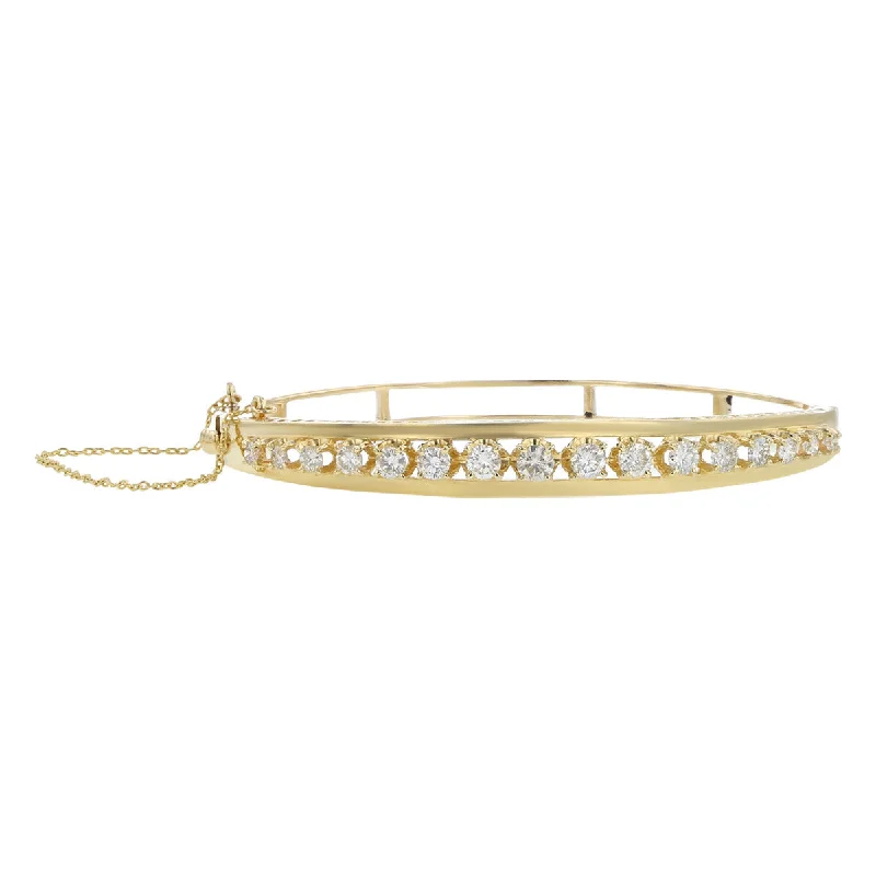 14K Yellow Gold Diamond Graduated Bangle Bracelet