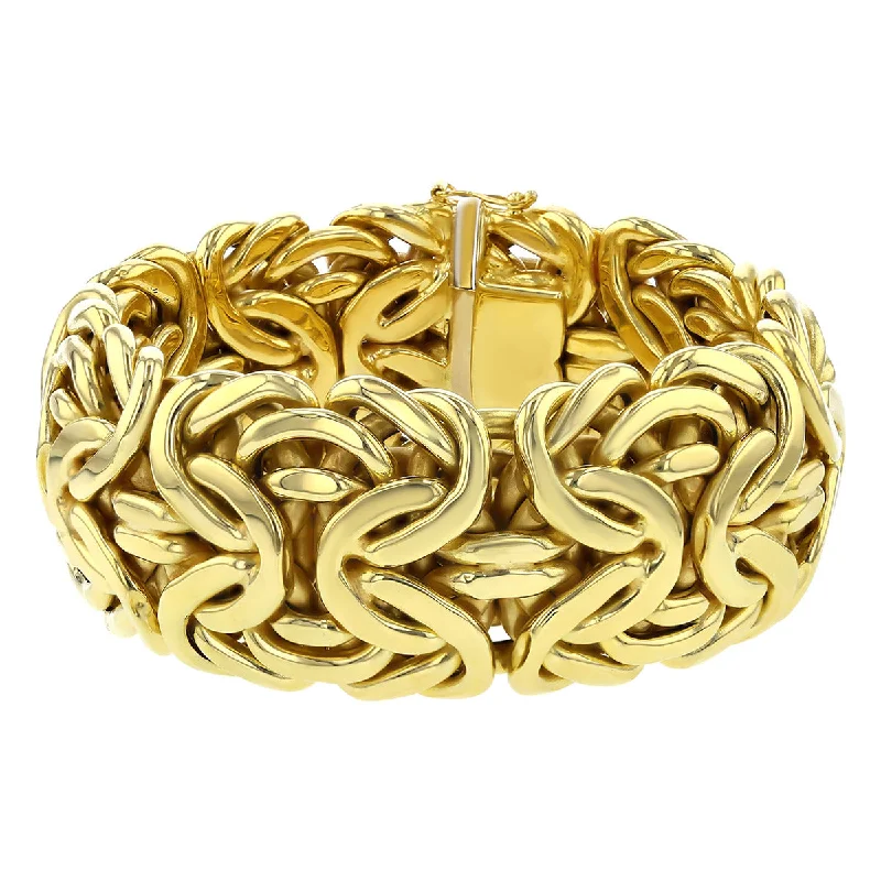 14K Yellow Gold Flexible Wide Byzantine Bracelet