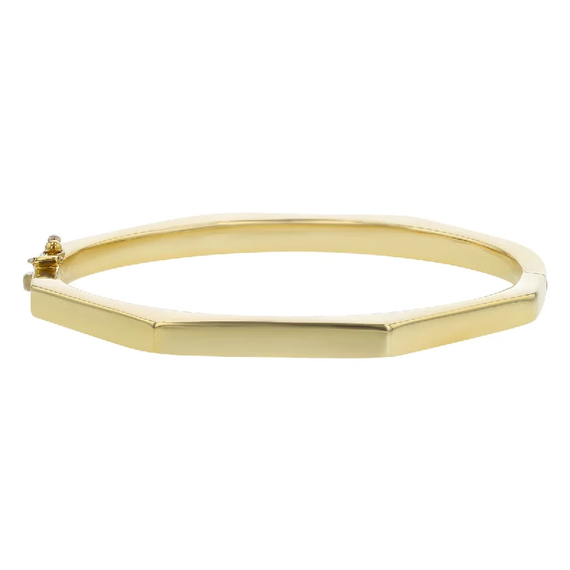 14K Yellow Gold Hinged Hollow Bangle Bracelet