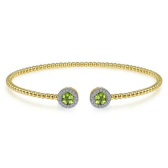 personalized engraved locket 14K Yellow Gold Round Peridot and Diamond Halo Bujukan Bangle personalized engraved locket 14K Yellow Gold Round Peridot and Diamond Halo Bujukan Bangle
