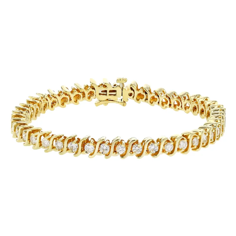 14K Yellow Gold S-Link Diamond Tennis Bracelet