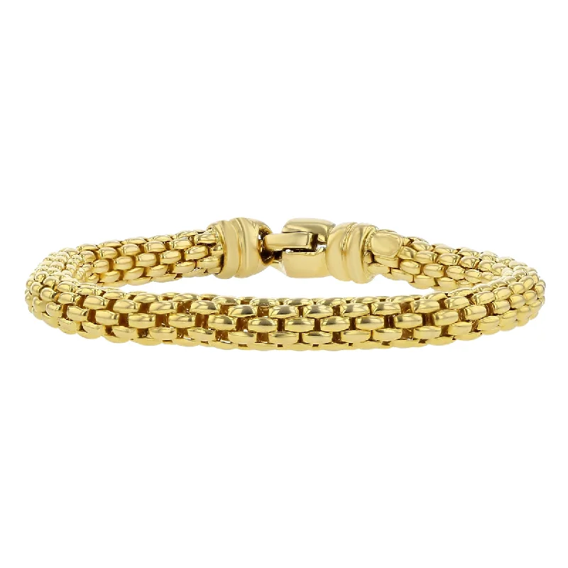 14K Yellow Gold Tubular Honeycomb Style Bracelet