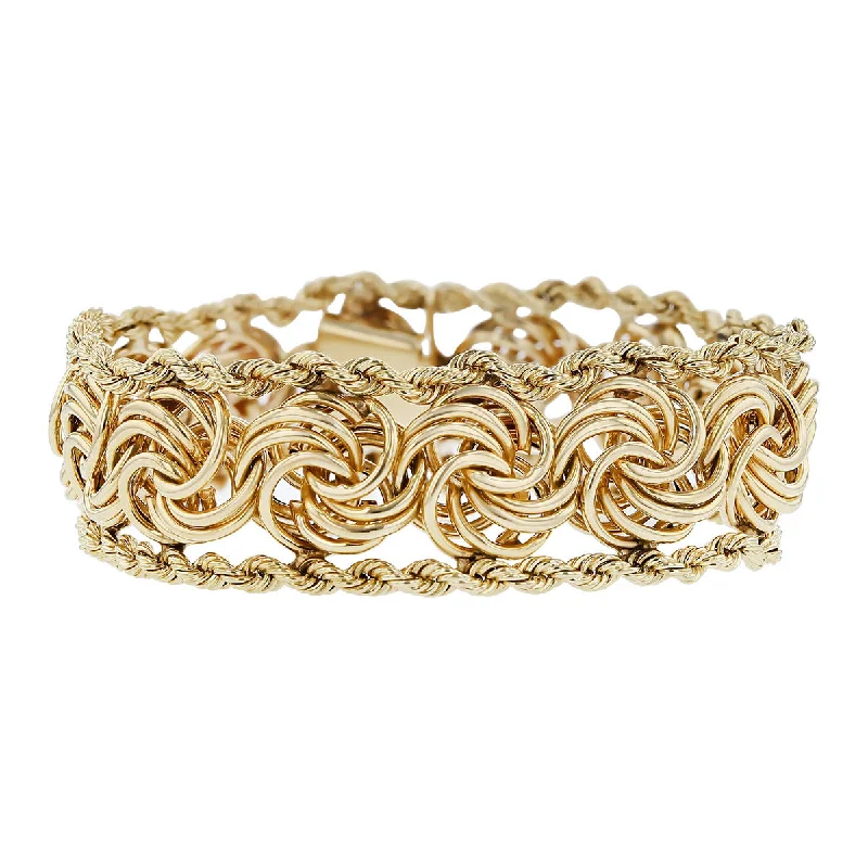 14K Yellow Gold Wide Love Knot Bracelet