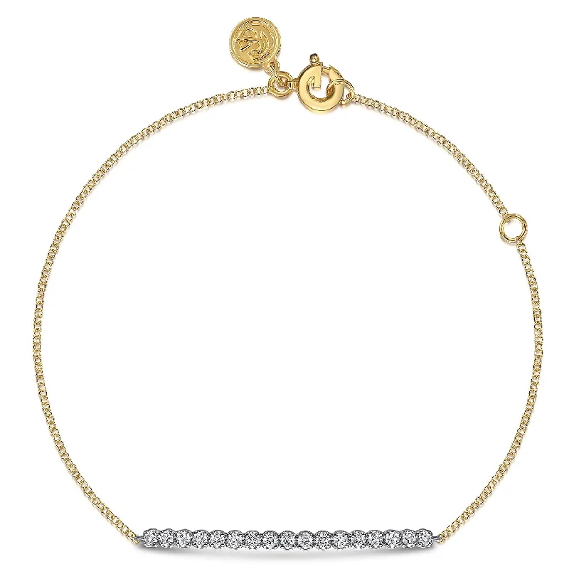 minimalist rose gold bracelet 14K Yellow & White Sapphire Bar Bracelet