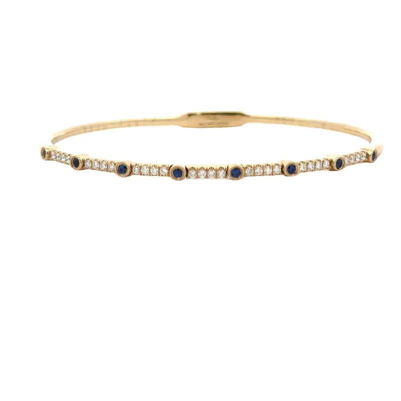 simple crystal pendant necklace 14KY Sapphire and Diamond Bezel Station Bangle