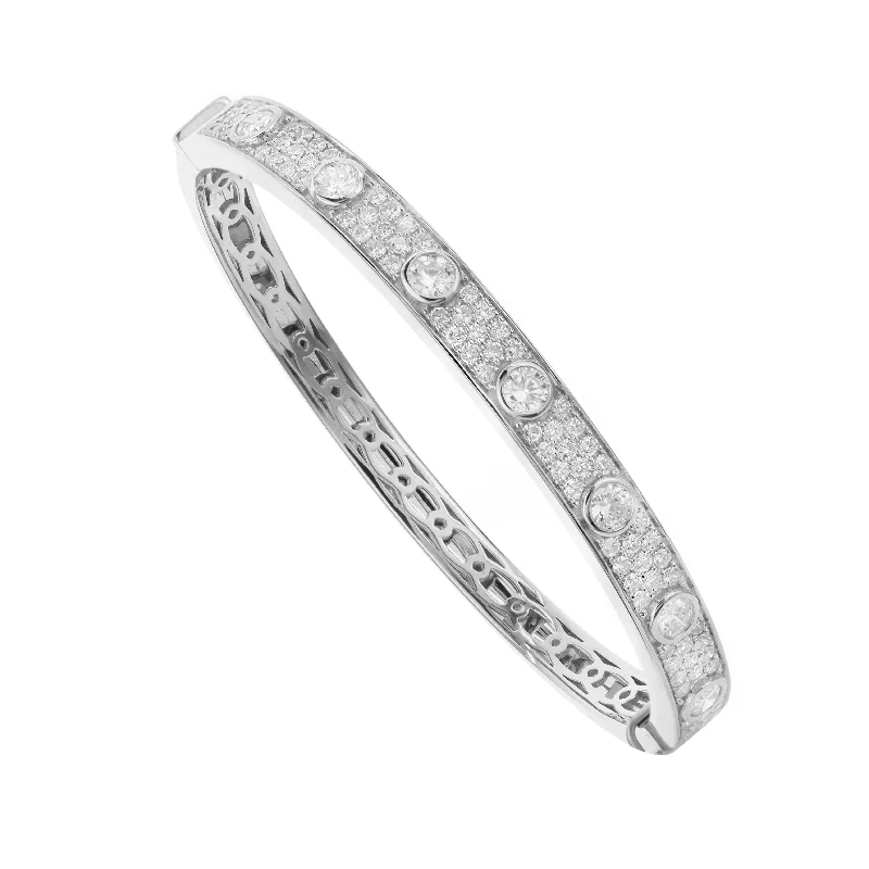 celestial lunar eclipse pendant 18 Karat White Diamond Bangle Bracelet