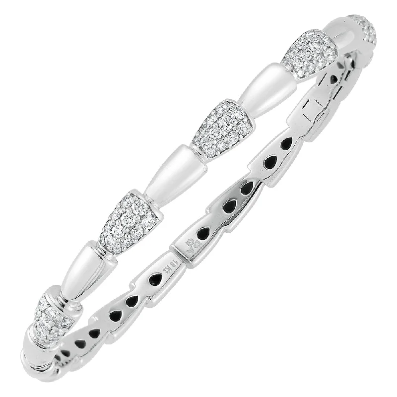 personalized ring with name 18K White Natural Diamond Hinged Bangle Bracelet