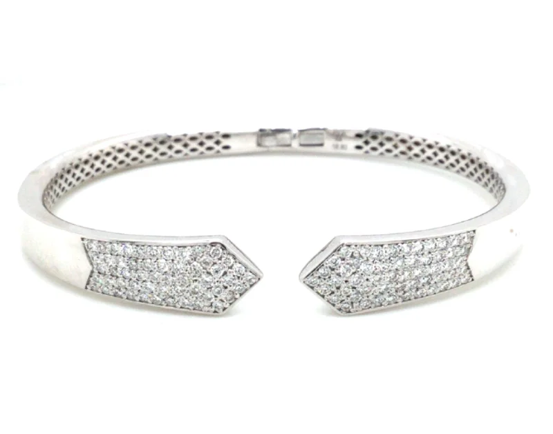 natural amethyst necklace 18K White Natural Diamond Hinged Bangle Bracelet