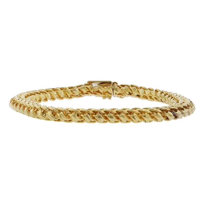 18K Yellow Gold Curved Fancy Link Bracelet