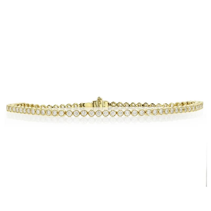 18K Yellow Gold Diamond 7-Inch Tennis Bracelet