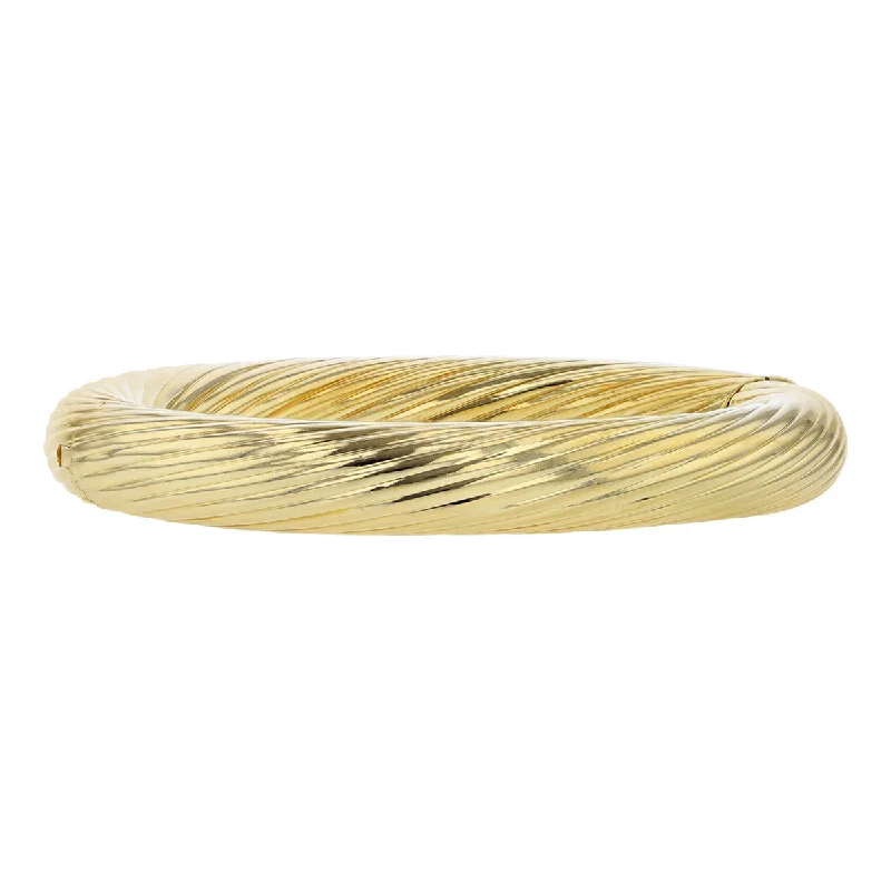 18K Yellow Gold Fluted Hinged Bangle Bracelet