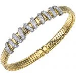 minimalist gemstone stud earrings 18K Yellow & White Natural Diamond Cuff Bracelet