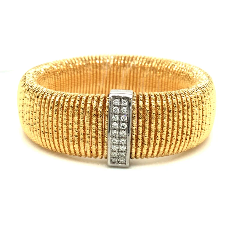 silver wedding band with engraving 18K Yellow & White Natural Diamond Stretch Bracelet silver wedding band with engraving 18K Yellow & White Natural Diamond Stretch Bracelet