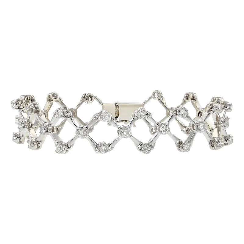 2.46-carat Diamond 14K Gold Cross Link Bracelet