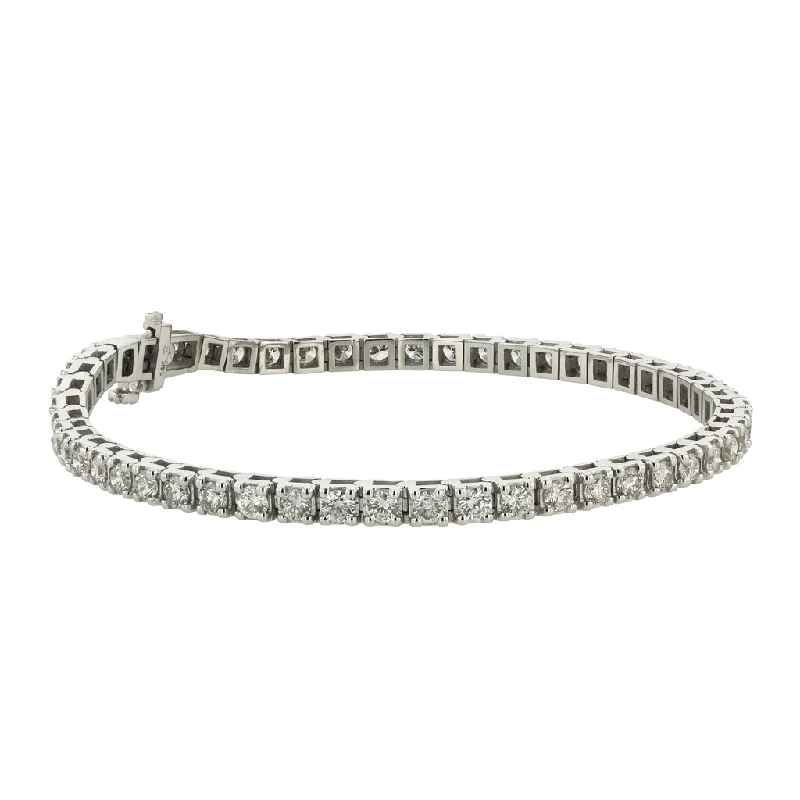 handmade braided leather necklace "The Sophia Sparkle Diamond Tennis Bracelet" 4.00 CTTW 14KWG handmade braided leather necklace "The Sophia Sparkle Diamond Tennis Bracelet" 4.00 CTTW 14KWG