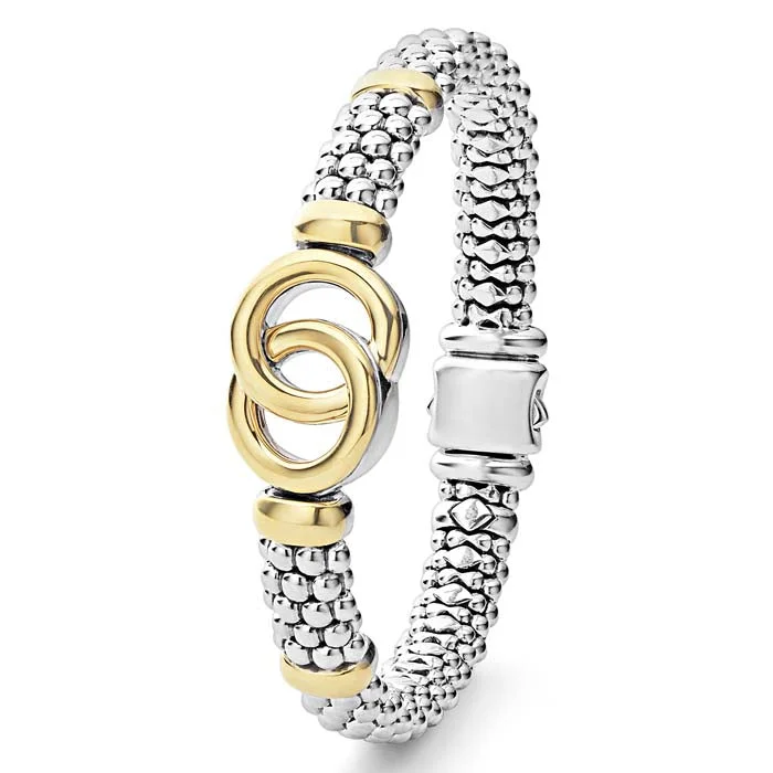 LAGOS Signature Caviar Interlocking Bracelet in Sterling Silver and 18K Yellow Gold