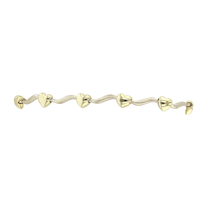 7-Inch 14K Yellow Gold Heart Bracelet