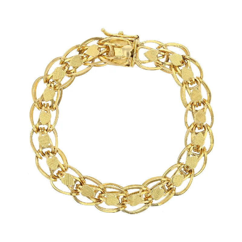 7-Inch 14K Yellow Gold Heart Link Bracelet