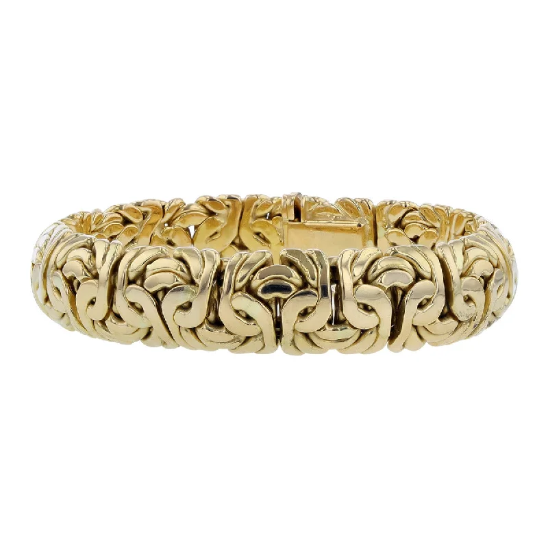 7-Inch 14mm 14K Yellow Gold Byzantine Bracelet