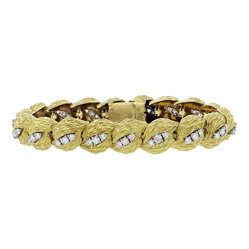 7-Inch 18K Yellow Gold Diamond French Bracelet