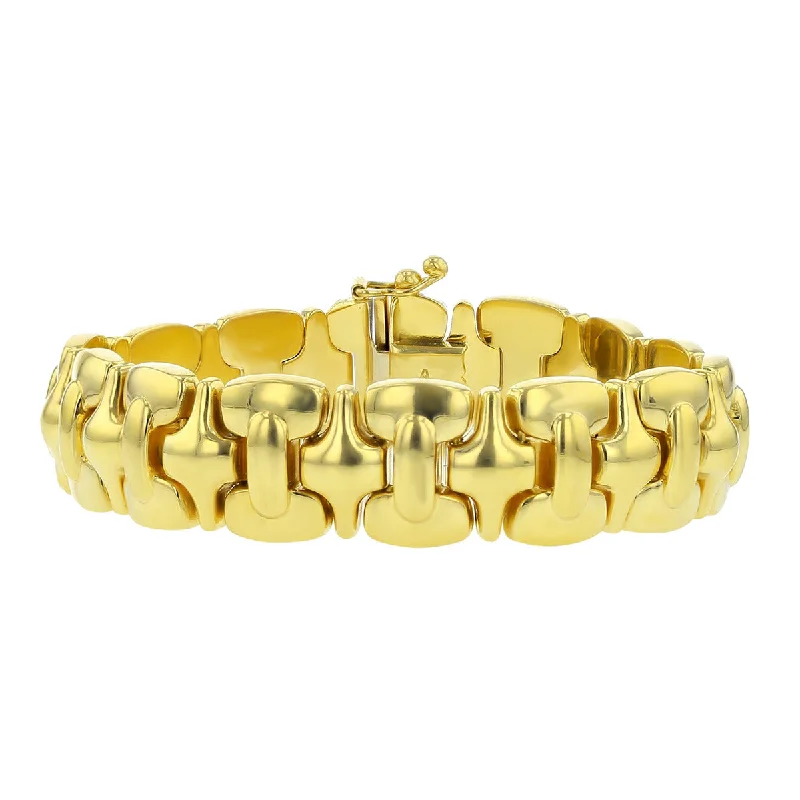 7-Inch 18K Yellow Gold Lay Flat Link Wide Bracelet