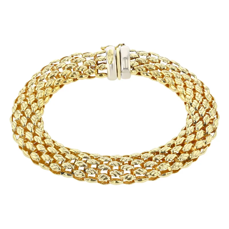 7-Inch Wide 14K Yellow Gold Mesh Bracelet