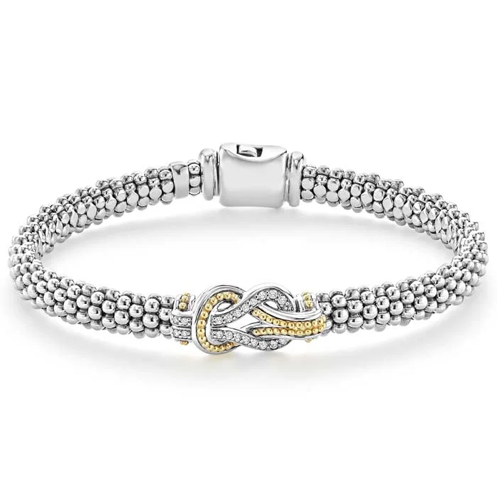 LAGOS Newport Knot Diamond Caviar Bracelet in Sterling Silver and 18K Yellow Gold