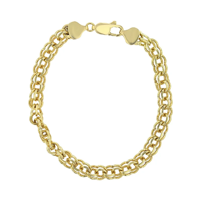 8-Inch 14K Yellow Gold 6.5mm Wide Double Link Bracelet