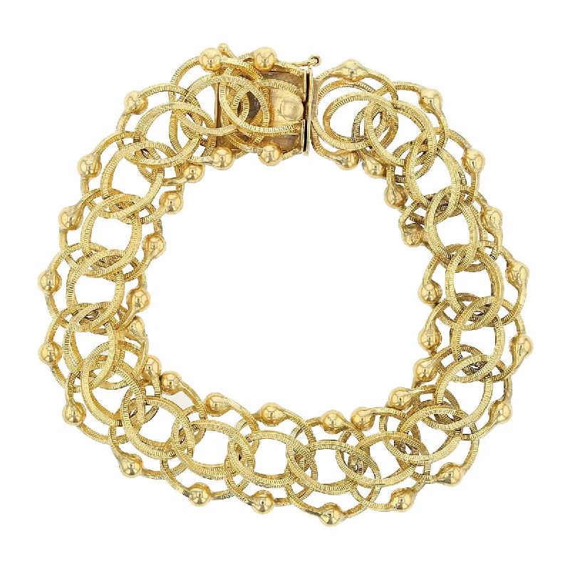 8-Inch 14K Yellow Gold Wide Fancy Link Bracelet