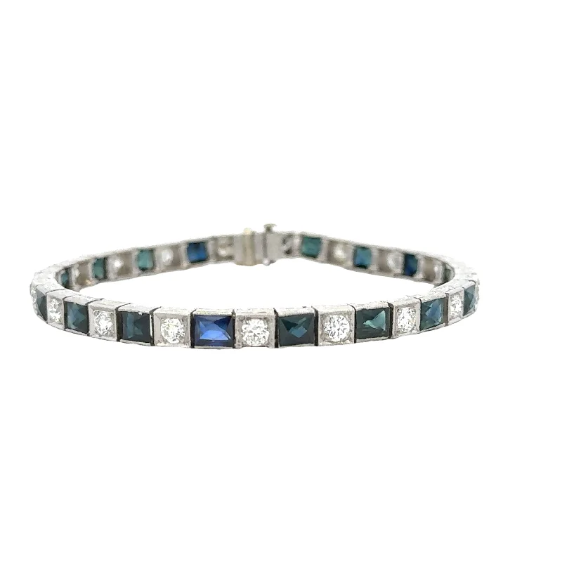 men’s sterling silver cufflinks Antique DIamond and Sapphire Bracelet